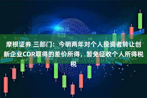 摩根证券 三部门：今明两年对个人投资者转让创新企业CDR取得的差价所得，暂免征收个人所得税